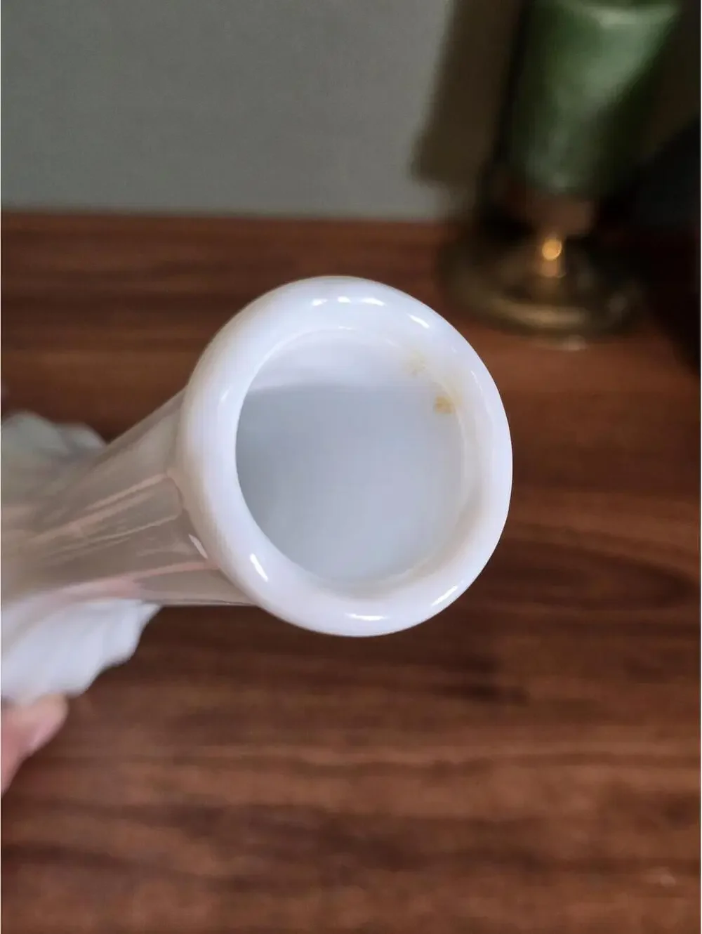 Vintage E.O. Brody Milk Glass Ribbed Melon Base Vase
